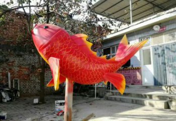 錦鯉雕塑廠家 紅色魚(yú)雕塑 不銹鋼紅鯉魚(yú)雕塑廠家