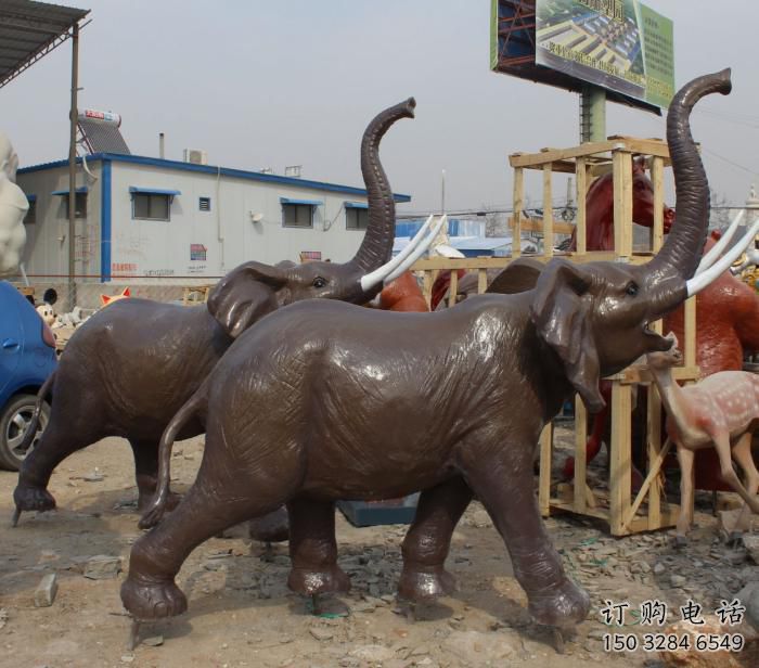 古銅色大象雕塑廠家 園林動(dòng)物小品 制作金屬大象雕塑