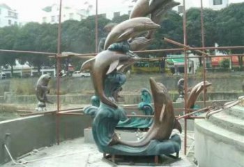 海豚戲水雕塑廠(chǎng)家 水景動(dòng)物類(lèi) 制作戲水海豚雕塑