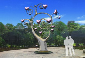愛(ài)心樹雕塑廠家 園林不銹鋼愛(ài)心樹雕塑
