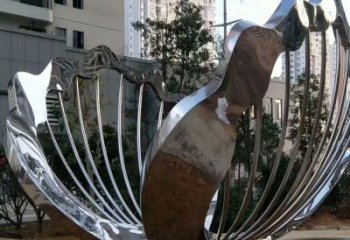 貝殼雕塑 鏡面海洋小品 戶(hù)外抽象不銹鋼貝殼雕塑