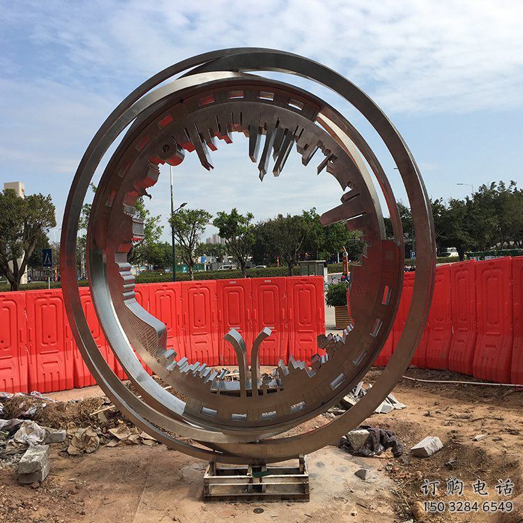 圓環(huán)雕塑  街道異形小品 抽象不銹鋼圓環(huán)雕塑廠(chǎng)家
