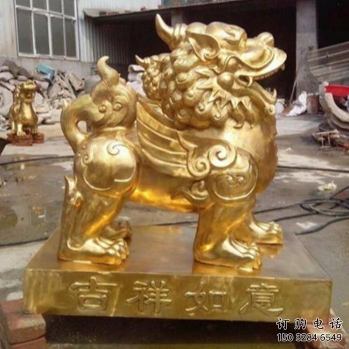 獨(dú)角獸雕塑 中式鍍金小品 賓館獨(dú)角獸雕塑廠家