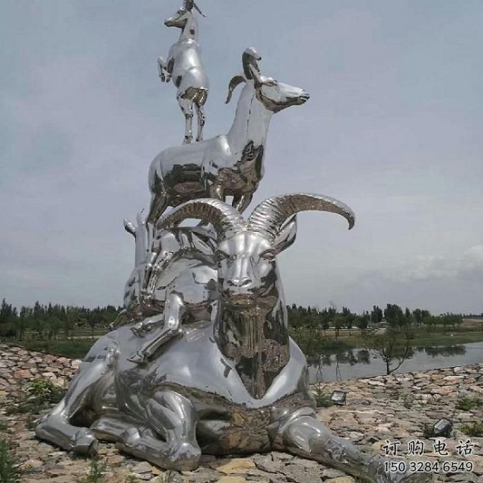 鏡面山羊雕塑廠家 風(fēng)景區(qū)中式小品 戶外仿真山羊雕塑