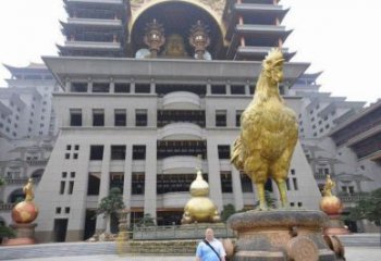 公園公雞雕塑廠家 中式電鍍小品 風(fēng)景區(qū)鍍金公雞雕塑