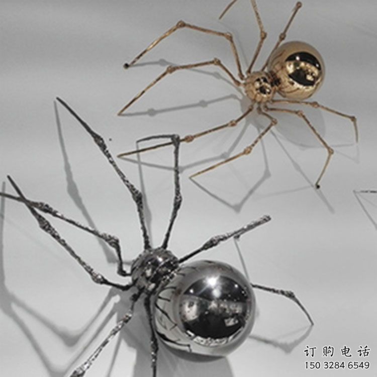鍛造蜘蛛雕塑廠家 卡通噴漆擺件 廣場(chǎng)鏡面蜘蛛雕塑