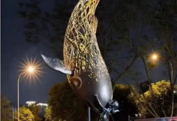 鏤空金魚(yú)雕塑廠家 現(xiàn)代抽象擺件 戶外切面金魚(yú)雕塑