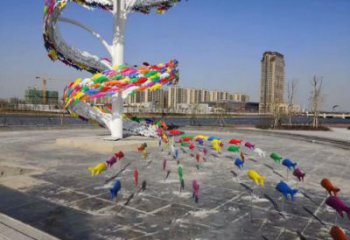 公園魚雕塑廠家 中式烤漆小品 風景區(qū)抽象魚雕塑