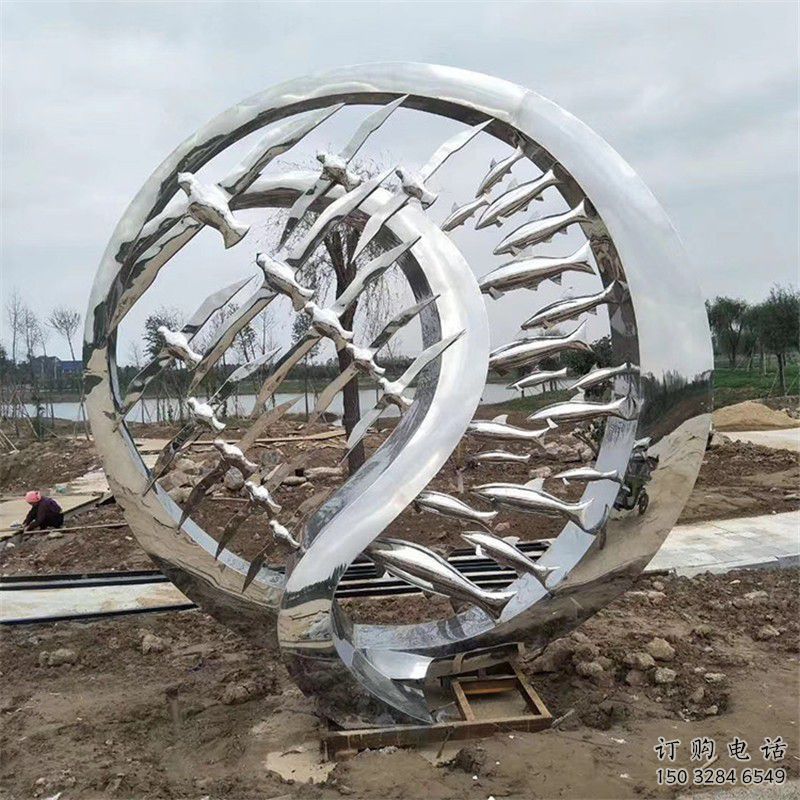 啞光麥穗魚雕塑廠家 大型鏤空擺件 風景區(qū)抽象麥穗魚雕塑