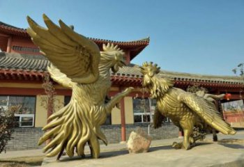 公園金雞雕塑廠家 中式烤漆小品 風(fēng)景區(qū)仿古金雞雕塑