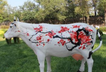 抽象花牛雕塑廠家 公園創(chuàng)意擺件 戶(hù)外彩繪花牛雕塑