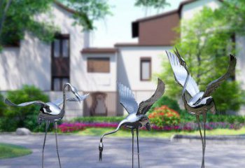 鍛造鶴雕塑廠家 公園抽象擺件 廣場(chǎng)啞光鶴雕塑