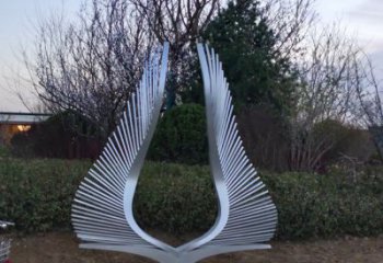 拉絲翅膀雕塑廠家 大型抽象擺件 游樂場(chǎng)異形翅膀雕塑