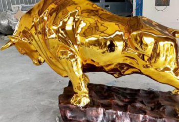 商場(chǎng)金牛雕塑廠家 中式室內(nèi)小品 酒店拉絲金牛雕塑