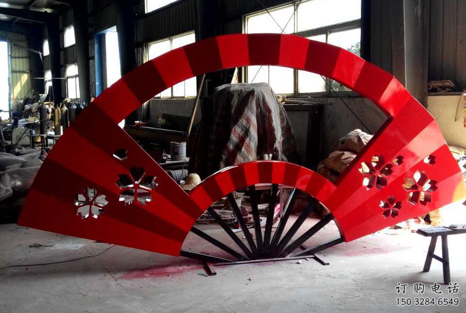 廣場(chǎng)扇子雕塑廠家 黨建教育小品 戶(hù)外不銹鋼扇子雕塑