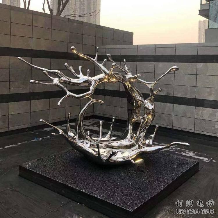 幾何水浪雕塑廠家 現(xiàn)代創(chuàng)意小品 歐式不銹鋼水浪雕塑生產(chǎn)