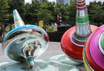 電鍍陀螺雕塑廠家 園林廣場(chǎng)擺件 戶外不銹鋼陀螺雕塑