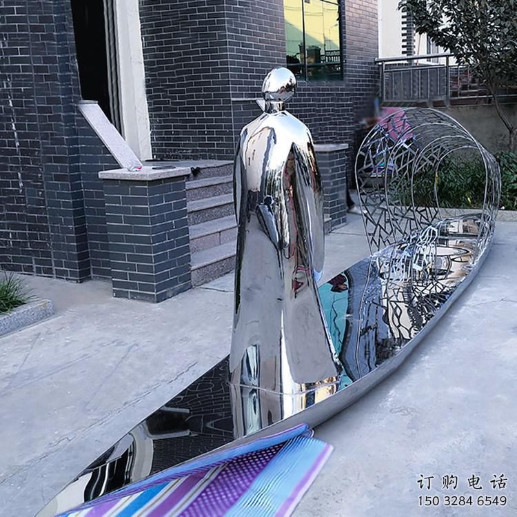 街道船雕塑廠家 現(xiàn)代擺件 鏡面不銹鋼船雕塑生產(chǎn)