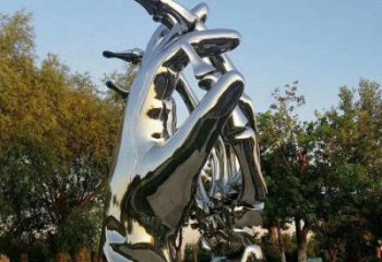 鏡面手勢(shì)雕塑廠家 大型擺件 戶外不銹鋼手勢(shì)雕塑廠