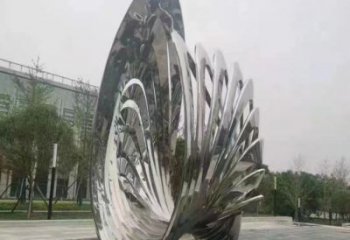 廣場(chǎng)貝殼雕塑廠家 戶外小品 鏡面不銹鋼貝殼雕塑定做