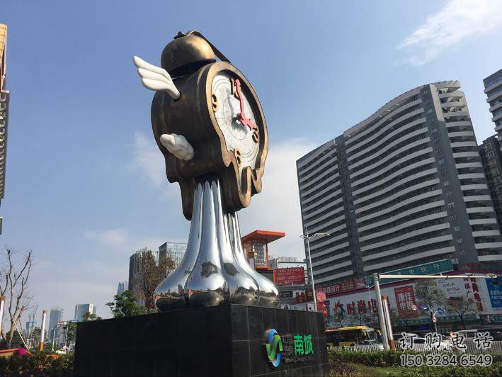 創(chuàng)意鐘表雕塑廠家 戶外小品 公園不銹鋼鐘表雕塑廠