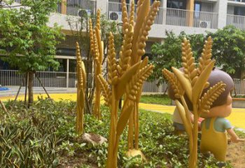 抽象青稞雕塑廠家 創(chuàng)意小品 戶(hù)外公園不銹鋼青稞雕塑