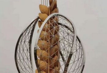 彩繪水稻雕塑廠(chǎng)家 創(chuàng)意擺件 街頭不銹鋼水稻雕塑廠(chǎng)