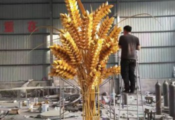 現代禾苗雕塑廠家 大型別墅區(qū)擺件 仿真不銹鋼禾苗雕塑廠