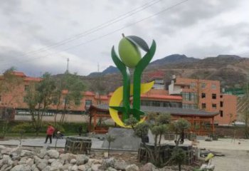 彩繪青果雕塑廠家 戶(hù)外大型擺件 街頭不銹鋼青果雕塑廠