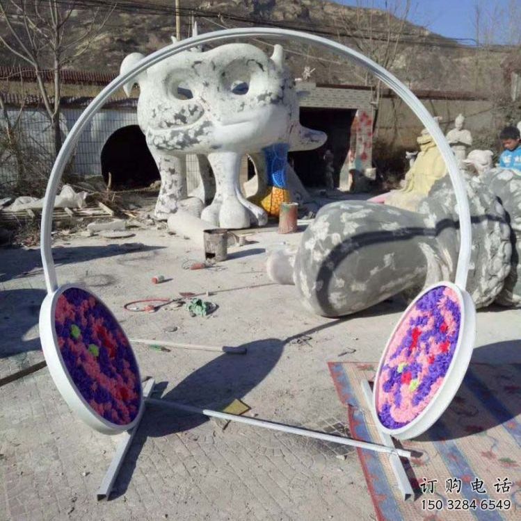 異形耳麥雕塑廠家 現(xiàn)代公園小品 廣場(chǎng)不銹鋼耳麥雕塑定制