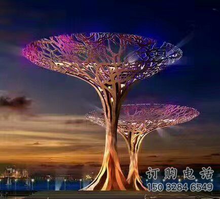 抽象花傘雕塑廠家 現(xiàn)代小品 燈光不銹鋼花傘雕塑廠
