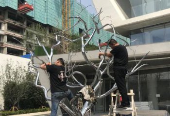 幾何枯樹(shù)枝雕塑廠家 歐式戶外小品 大門(mén)口不銹鋼枯樹(shù)枝雕塑廠