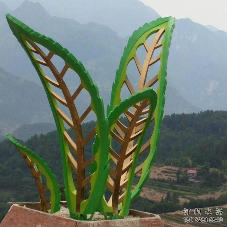 烤漆花葉雕塑廠家 鏤空創(chuàng)意小品 現(xiàn)代不銹鋼花葉雕塑廠