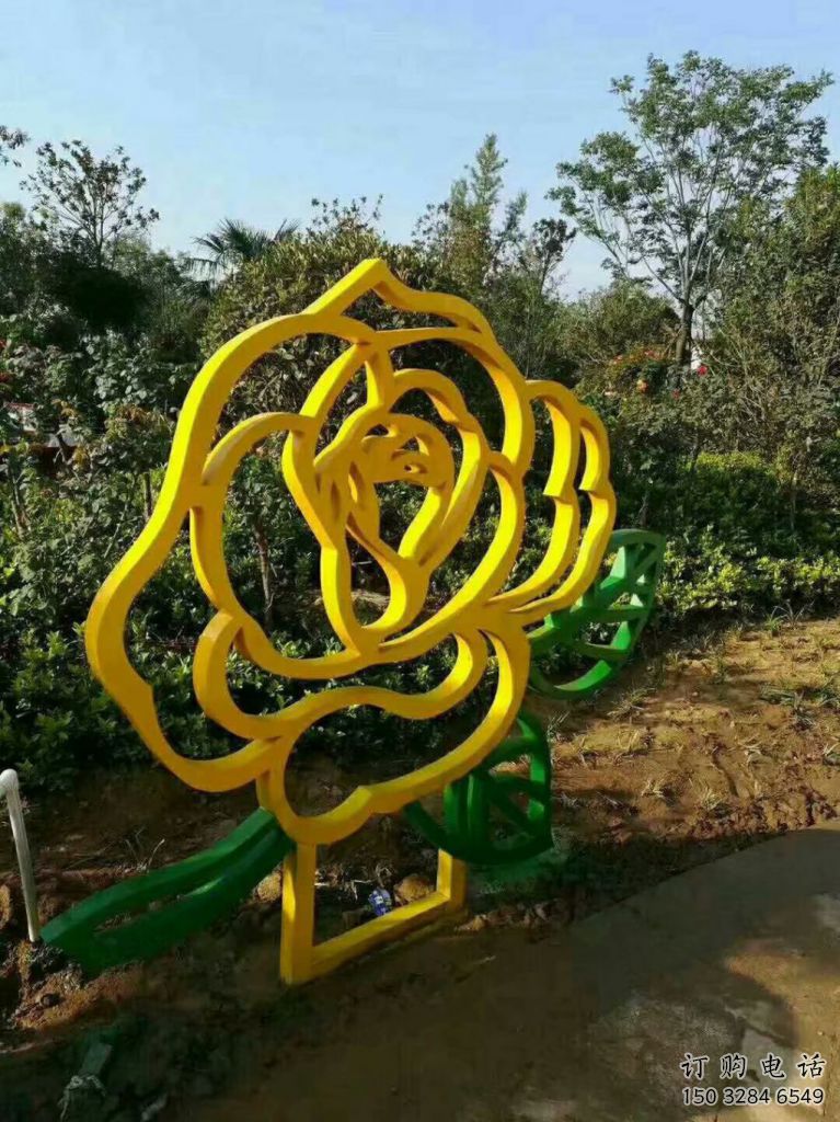 鏤空月季雕塑廠家 大型別墅區(qū)小品 公園不銹鋼月季雕塑廠