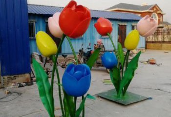 抽象郁金香雕塑廠(chǎng)家 公園小品 仿真不銹鋼郁金香雕塑廠(chǎng)