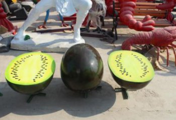 中式西瓜雕塑廠家 公園小品 游樂場(chǎng)不銹鋼西瓜雕塑廠