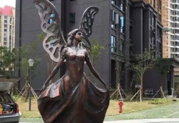 廣場(chǎng)天使雕塑廠家 烤漆小品 抽象不銹鋼天使雕塑工廠