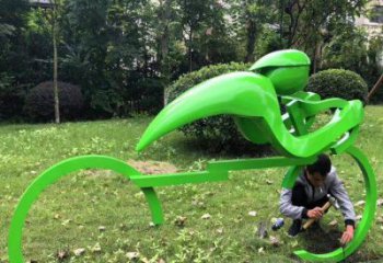 抽象騎車雕塑廠家 運動小品  烤漆不銹鋼騎車雕塑廠
