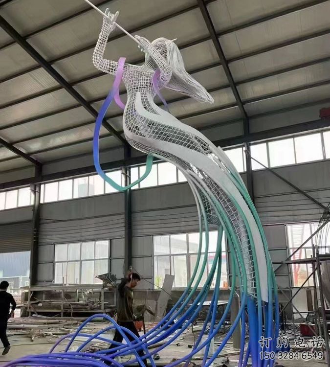 房地產(chǎn)仙女雕塑廠家 鏤空烤漆擺件  烤漆不銹鋼仙女雕塑廠