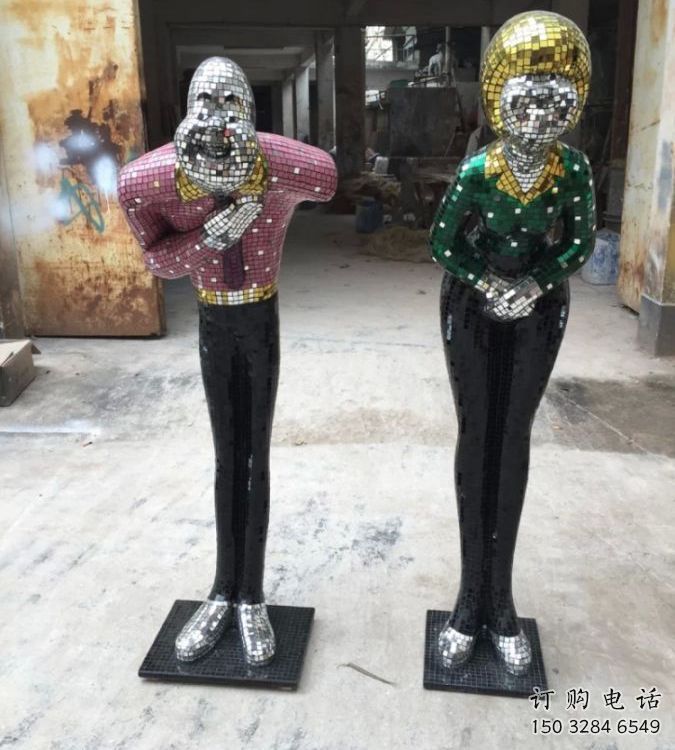 電鍍迎賓雕塑廠家 園林?jǐn)[件  大型不銹鋼迎賓雕塑廠