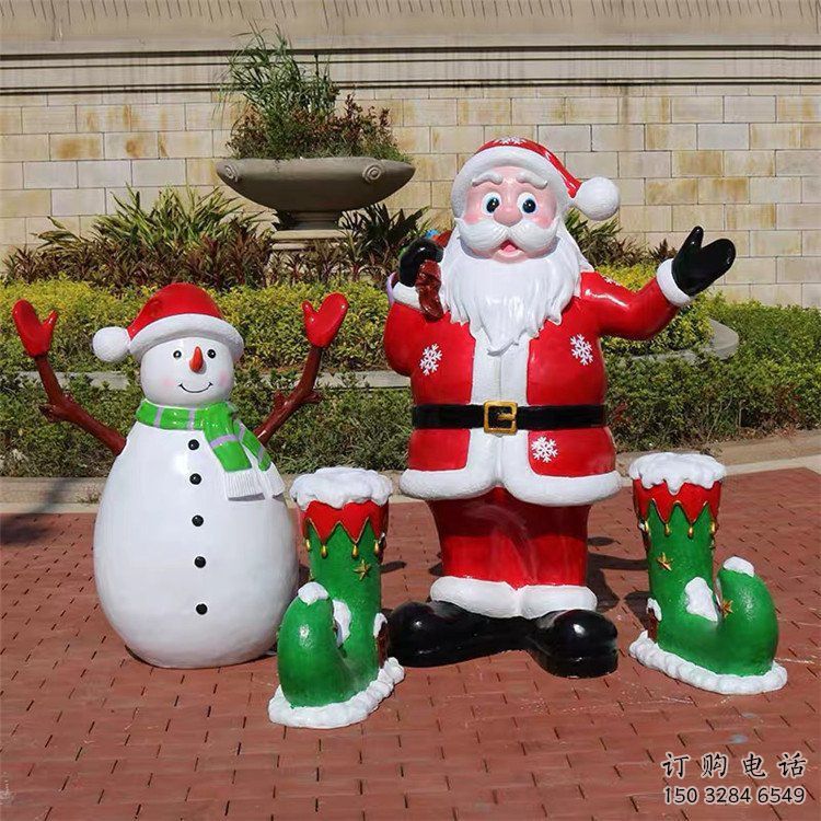 烤漆圣誕老人雕塑廠家  彩繪公園廣場(chǎng)小品擺件