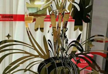 戶(hù)外蘭花雕塑廠家 噴漆小品  鍍金不銹鋼蘭花雕塑