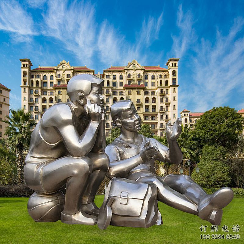 校園主題人物雕塑廠家 不銹鋼學(xué)生雕塑 公園廣場(chǎng)擺件