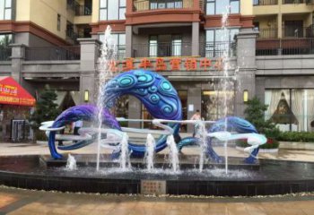 噴泉雕塑廠家，房地產(chǎn)樓盤水景，不銹鋼噴泉水景雕塑廠