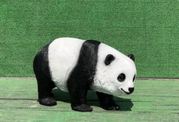 仿古熊貓雕塑生產(chǎn)商 庭院彩繪雕塑 田間動物小品