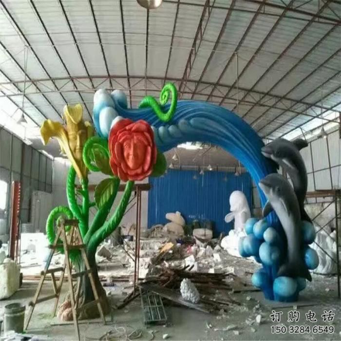 城市海豚雕塑生產(chǎn)商 風(fēng)景區(qū)彩繪雕塑 抽象擺件雕塑