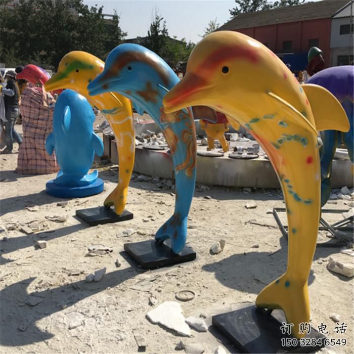 提供海豚雕塑實景圖 創(chuàng)意海洋雕塑 仿真擺件