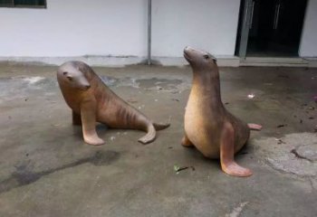 商業(yè)街海豹雕塑訂購(gòu) 售樓處雕塑 海洋生物擺件