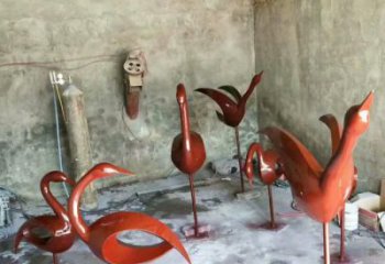 內(nèi)蒙古景區(qū)鳥類雕塑，噴水造型，剪影工藝