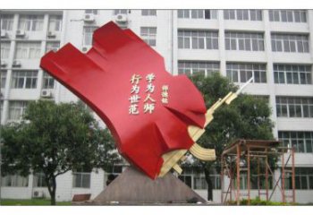 城市紅旗雕塑生產(chǎn)廠家，烤漆黨建雕塑，古銅效果